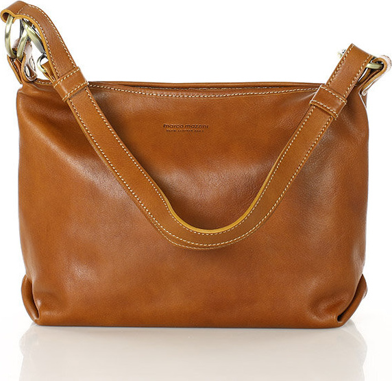 MARCO MAZZINI camel luxusná kožená kabelka (414a) Veľkosť: ONE SIZE