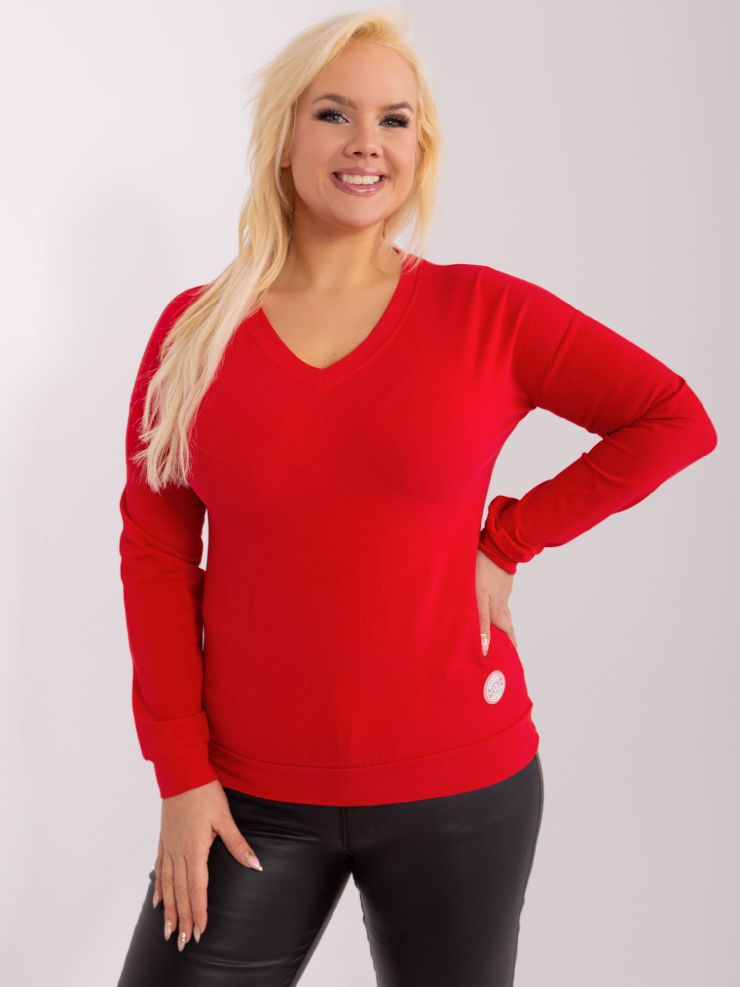 Červené tričko s výstrihom do V RV-BZ-9259.97-red Veľkosť: ONE SIZE