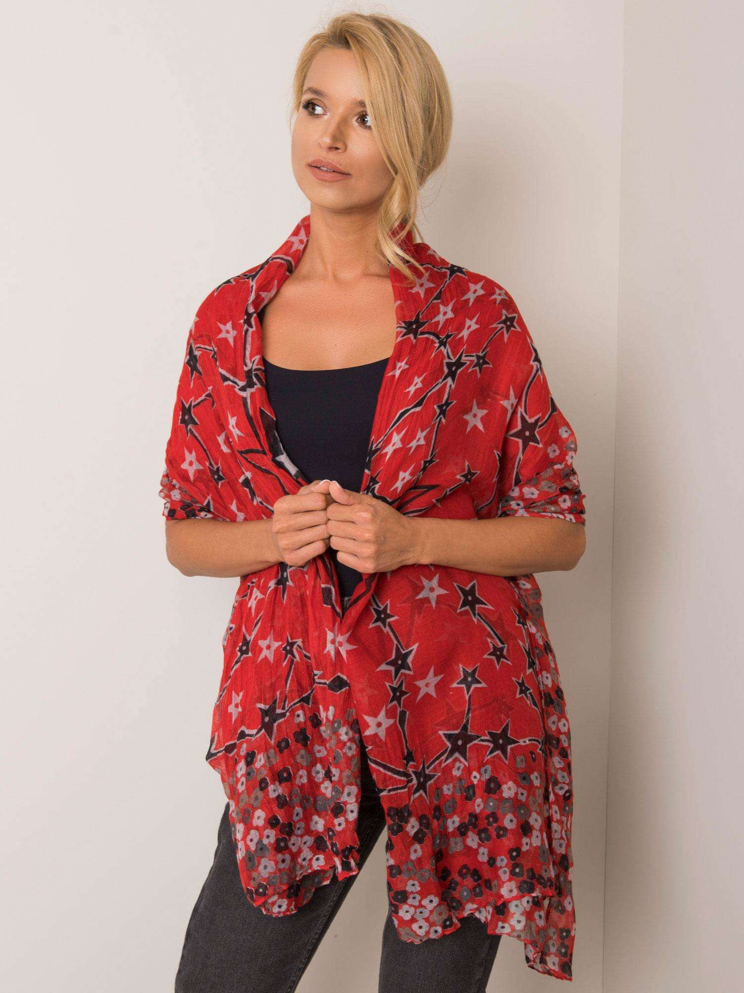 Dámska červená šatka s hviezdičkami AT-CH-FM-16089-red Veľkosť: ONE SIZE