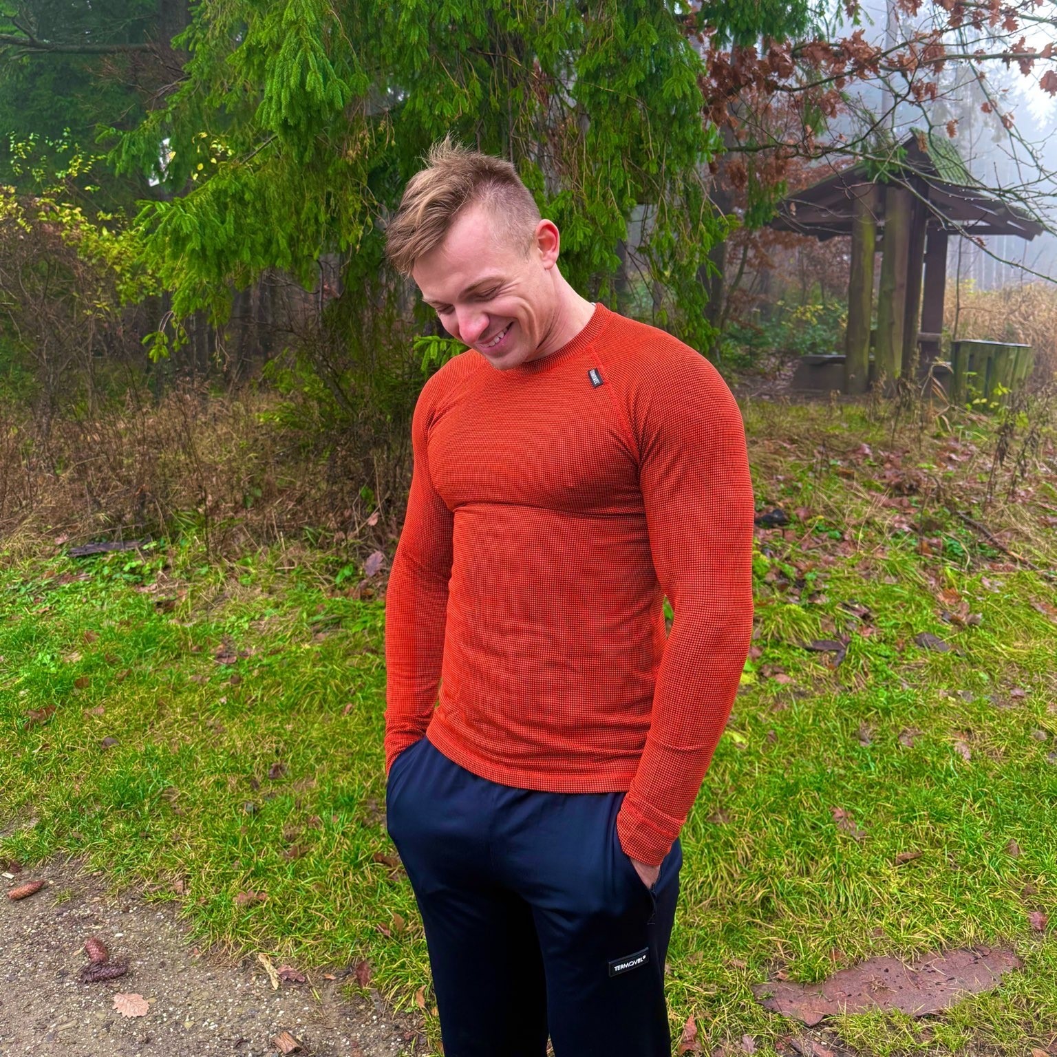 Oranžové pánske termo tričko z modalu Veľkosť: XL