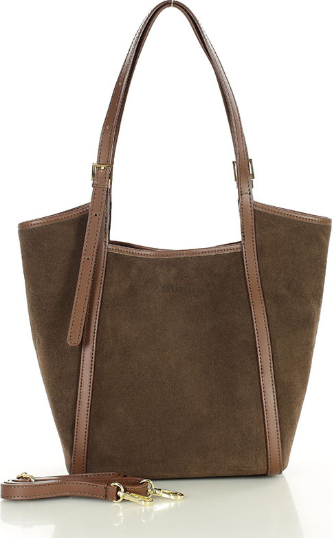 MARCO MAZZINI Hnedá priestranná kožená shopper kabelka (s294b) Veľkosť: ONE SIZE