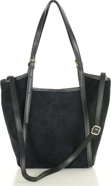 MARCO MAZZINI Čierna priestranná kožená shopper kabelka (s294a) Veľkosť: ONE SIZE