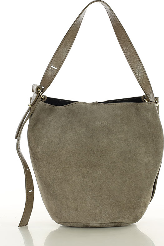 MARCO MAZZINI Béžová taupe dámska kožená shopper kabelka (s292c) Veľkosť: ONE SIZE
