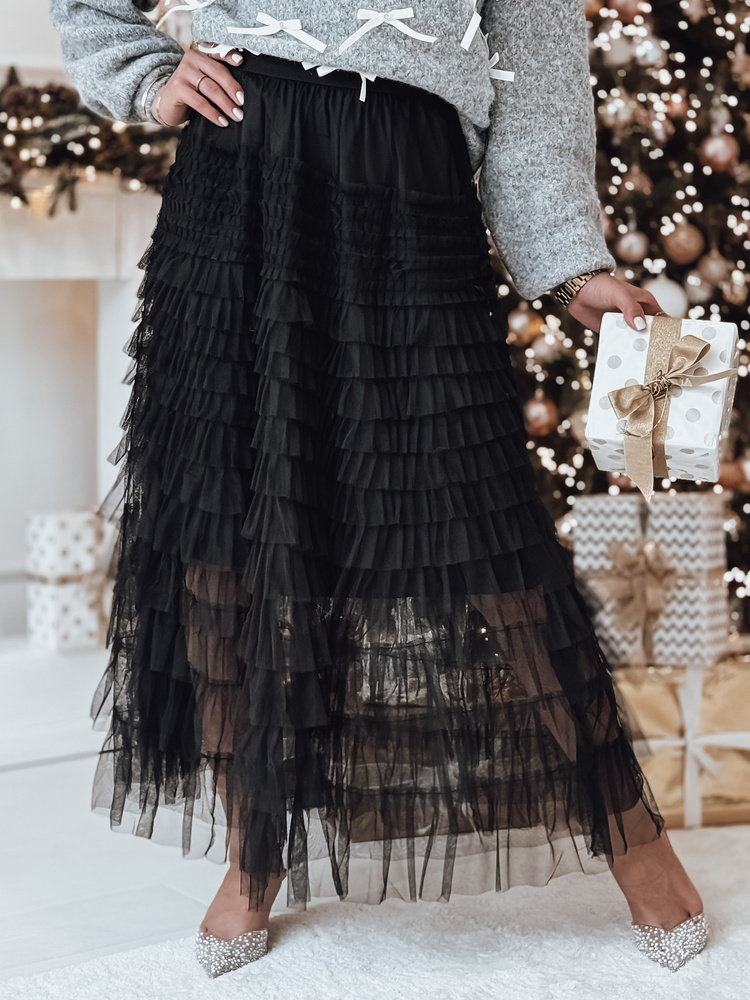 Čierna dámska tylová maxi sukňa PASTELLA CY0472 Veľkosť: S