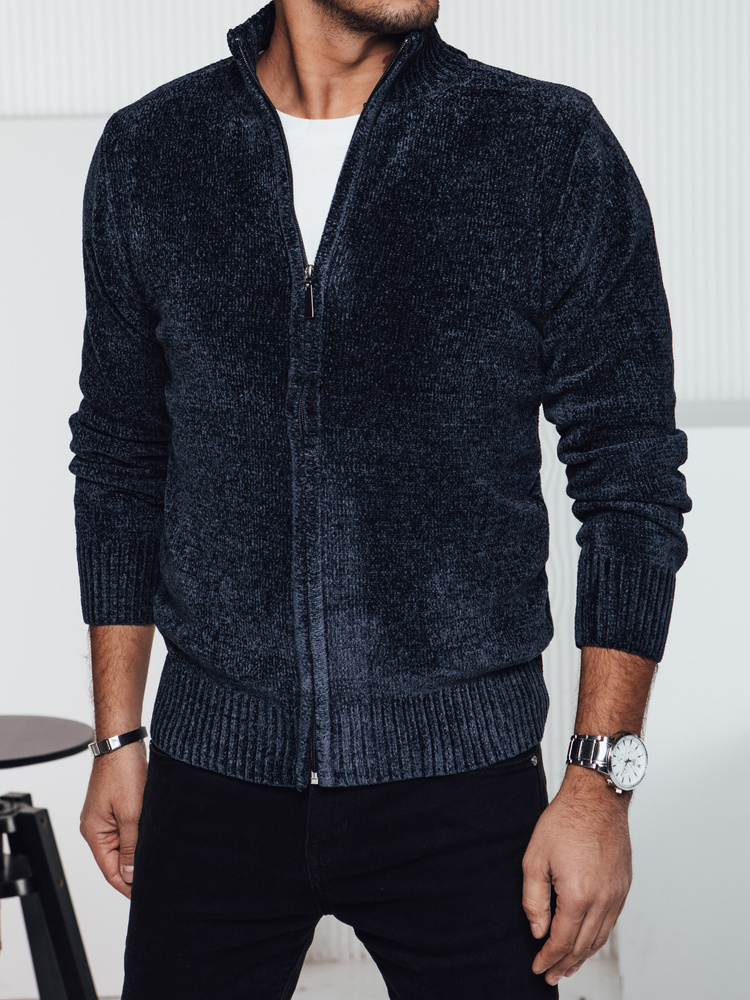 Pánsky tmavomodrý sveter so zapínaním na zips WX2227 Veľkosť: L