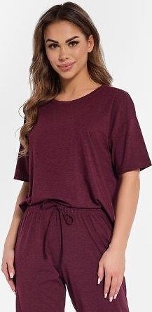 Vínové dámske melanžové krátke pyžamo s 3/4 nohavicami Cornette Angie 849/323 Kr/r S-2XL Veľkosť: S, Barva: Vínová