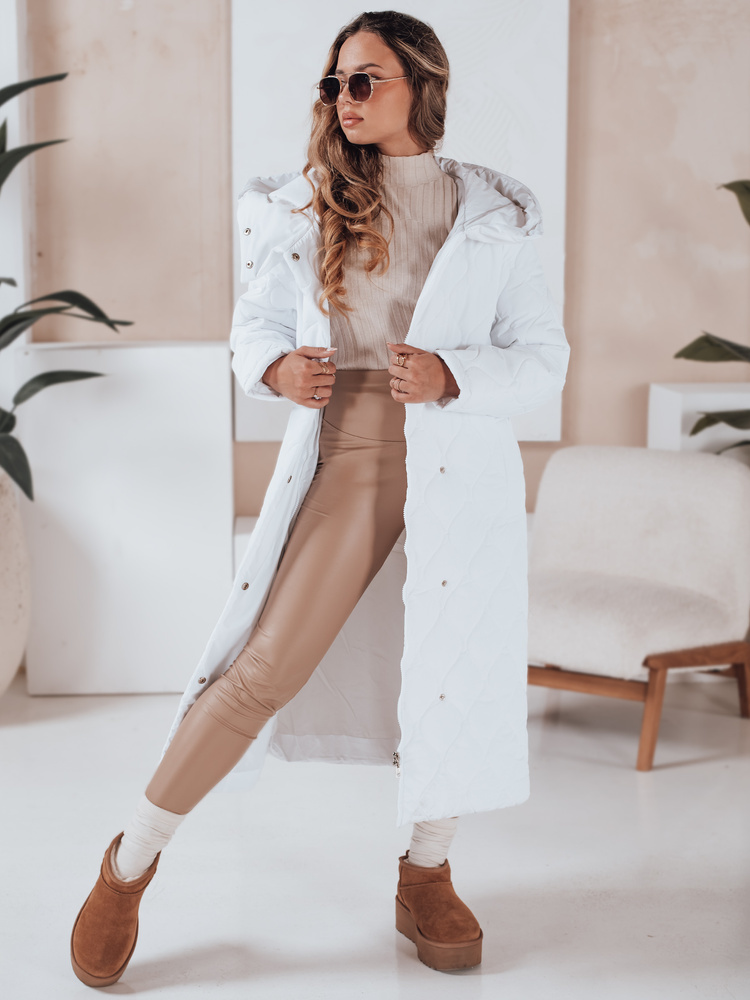 Dámsky biely zimný prešívaný kabát LIKEMIRA TY4928 Veľkosť: M