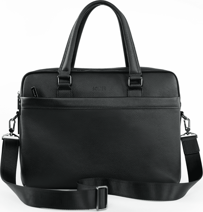 Čierna pánska priestranná a elegantná kožená taška na notebook SL42 BRANNOR BLACK 252317 Veľkosť: ONE SIZE