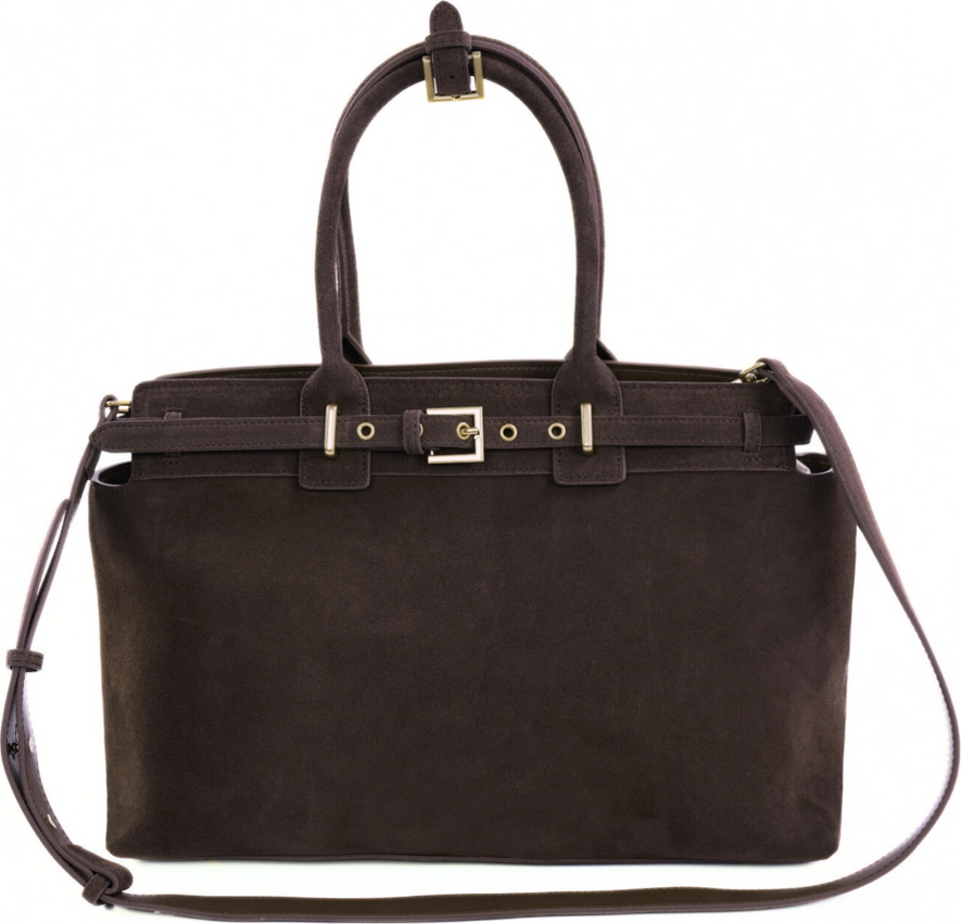 Tmavohnedá dámska semišová kabelka LIV s prackami FL41 LIV DARK BROWN 89-7107 Veľkosť: ONE SIZE