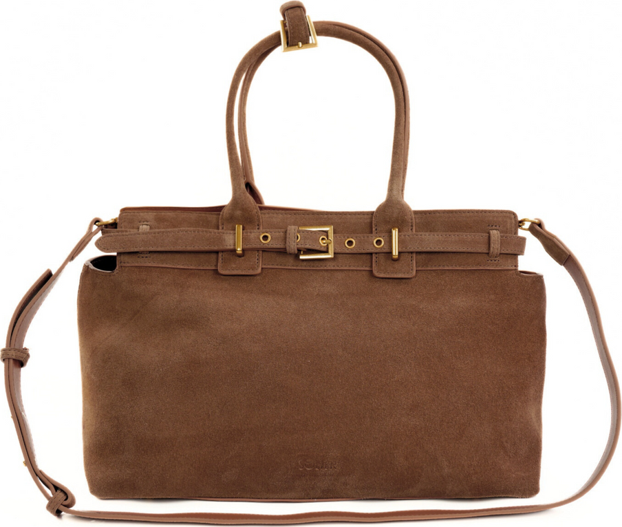 Svetlohnedá dámska semišová kabelka LIV s prackami (TORBA FL41 LIV CAPPUCINO 89-7107) Veľkosť: ONE SIZE