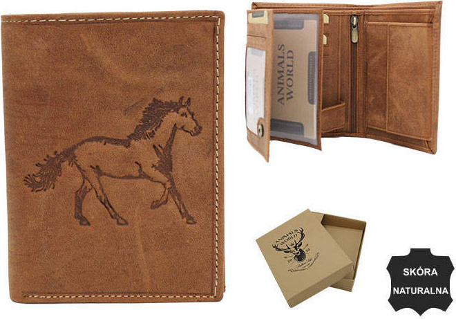 Always Wild Hnedá kožená peňaženka s razbou koňa A150 N4-CHM-HORSE Veľkosť: ONE SIZE