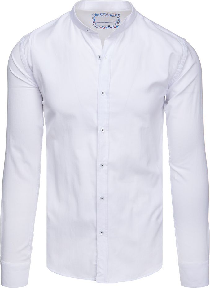 Pánska biela ležérna košeľa so stojačikom DX2608 Veľkosť: L