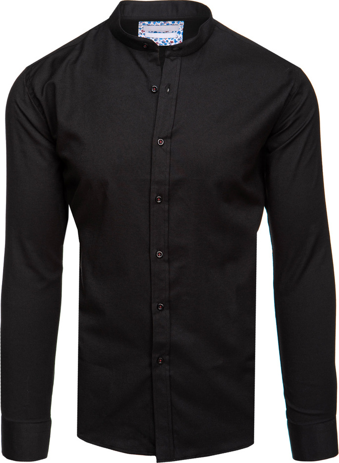 Pánska ležérna čierna košeľa so stojačikom DX2597 Veľkosť: 2XL