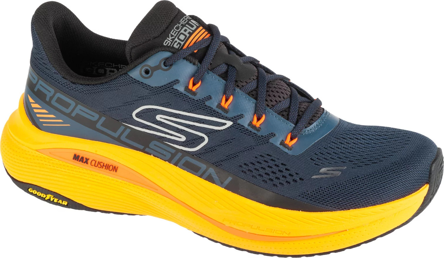 Tmavomodré pánske bežecké tenisky Skechers Max Cushioning Propulsion 220509-NVOR Veľkosť: 44