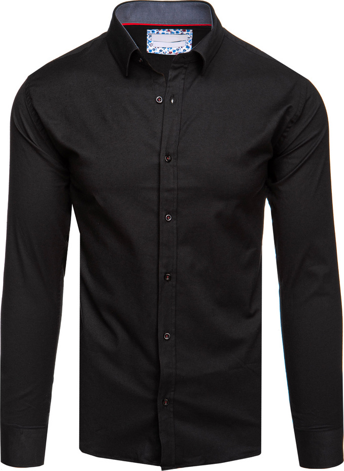 Pánska čierna košeľa s dlhým rukávom DX2596 Veľkosť: 3XL