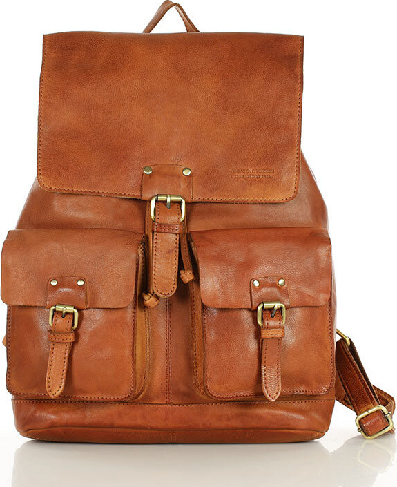 MARCO MAZZINI svetlohnedý kožený batoh s vreckami (VS21b) Veľkosť: ONE SIZE