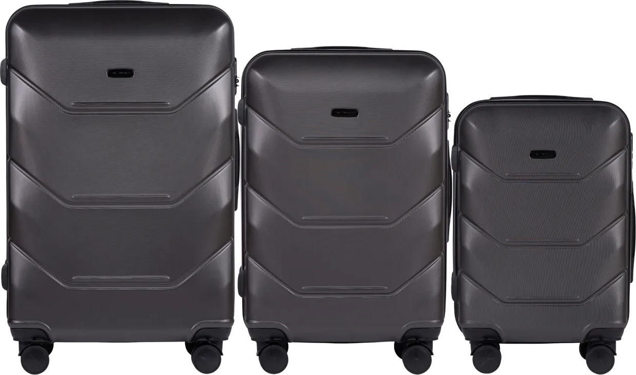 Tmavosivá sada cestovných kufrov PEACOCK 149, Luggage 3 sets (L,M,S) Wings, Dark Grey Veľkosť: Sada kufrov