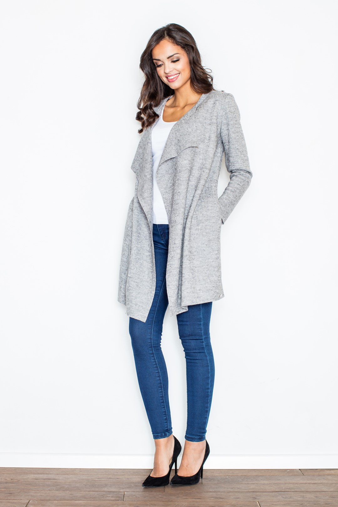 Dámsky šedý elegantný svetrík M330 Veľkosť: L