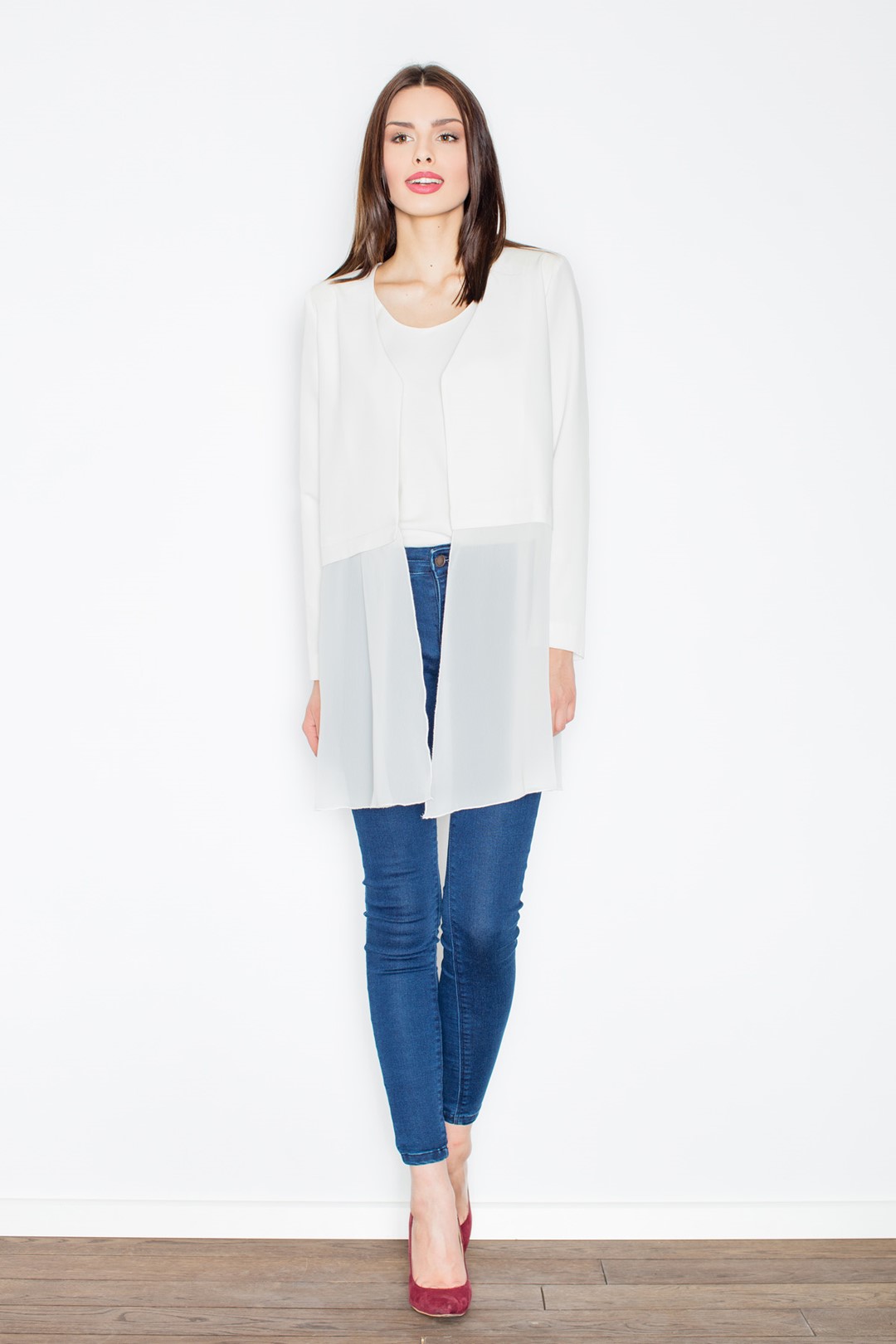 Dámsky blejzer v smotanovej farbe M441 Veľkosť: L