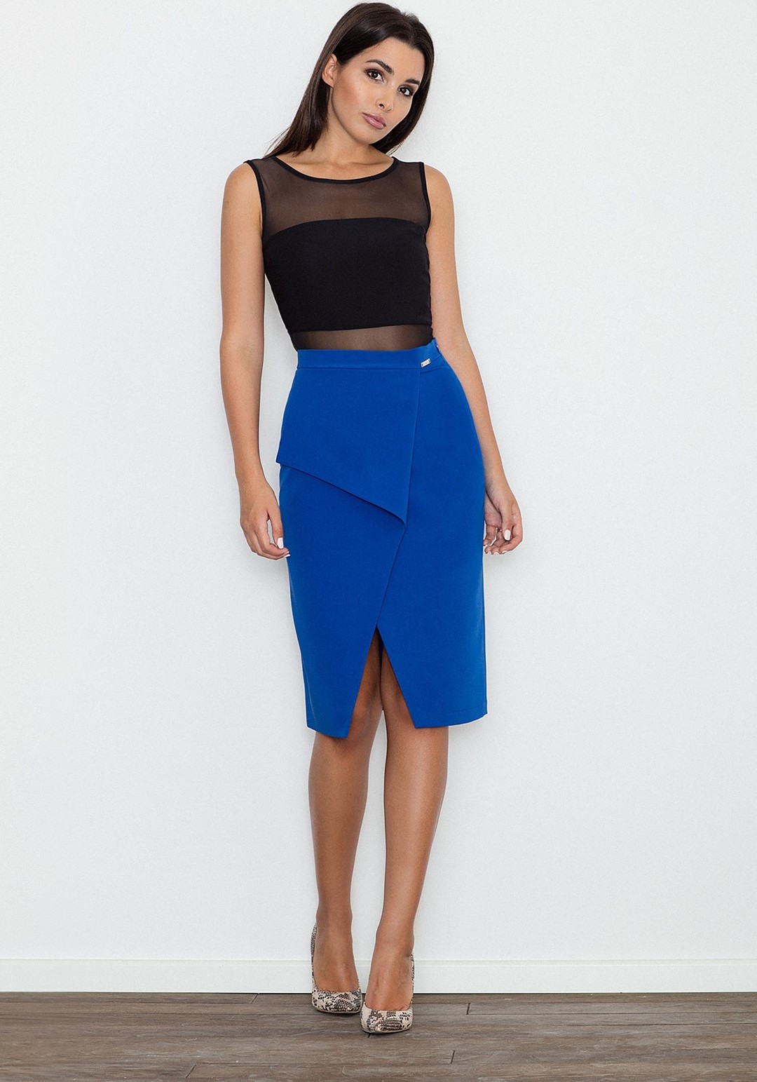 Modrá skladaná sukňa M559 Veľkosť: XL