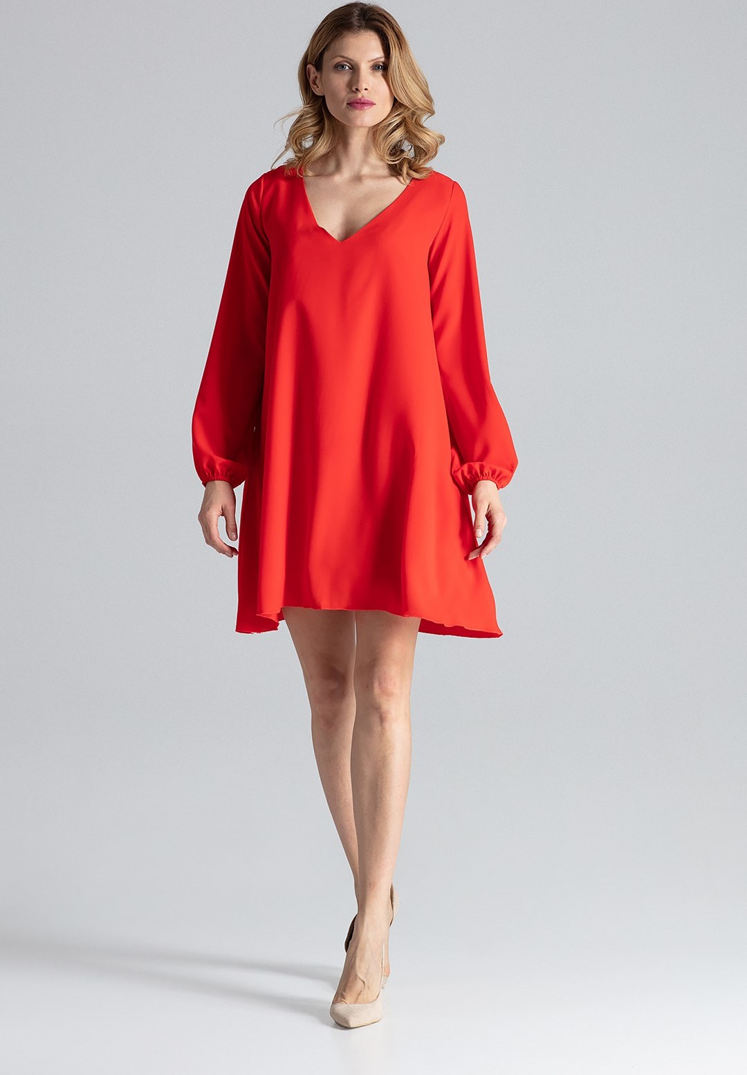 Červené oversize šaty M566 Veľkosť: S/M