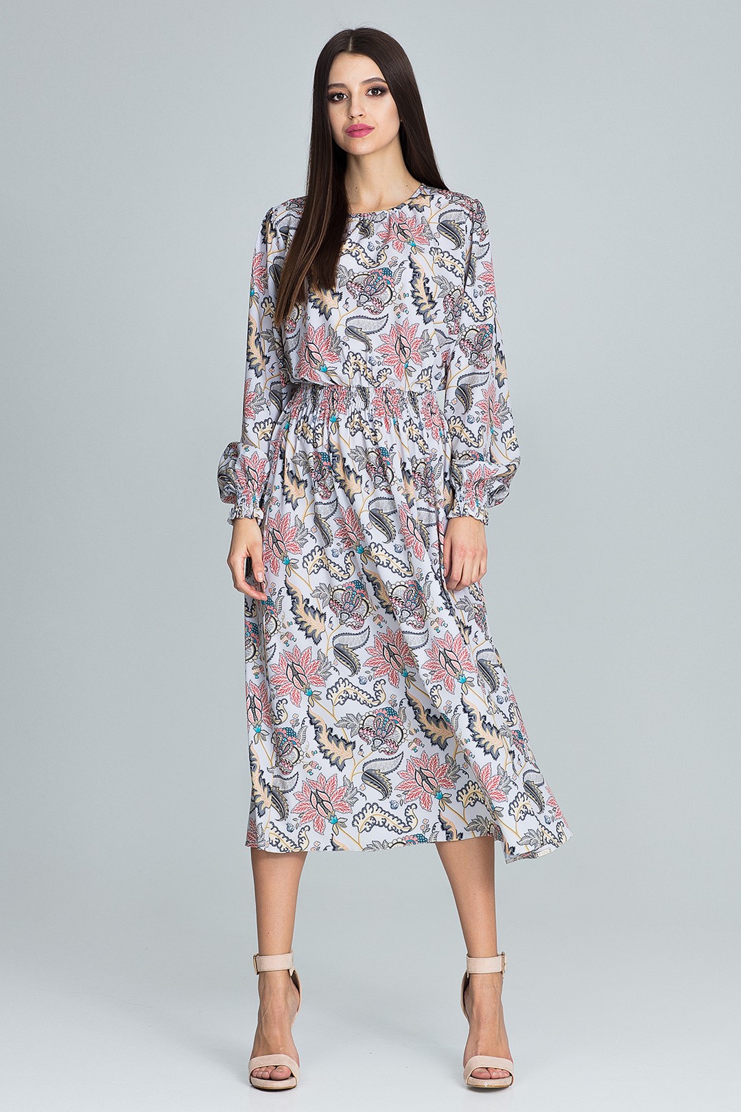 Dlhé voľné šaty s potlačou M600 Veľkosť: S/M