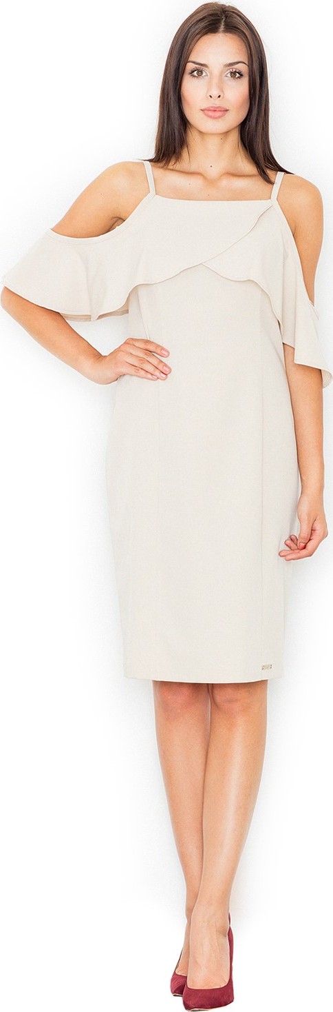 Béžové šaty so šnurovaním M478 Veľkosť: XL