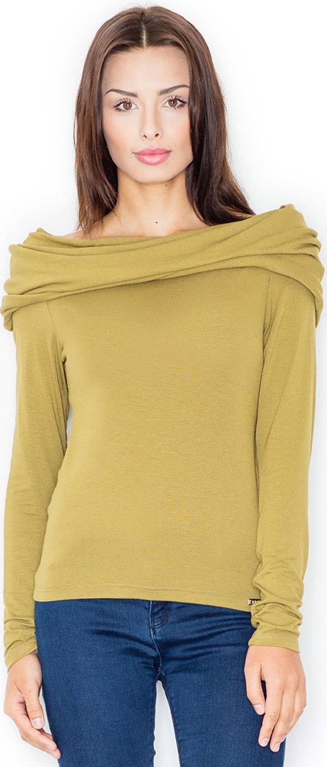 Olivová blúzka s golierom M469 Veľkosť: L