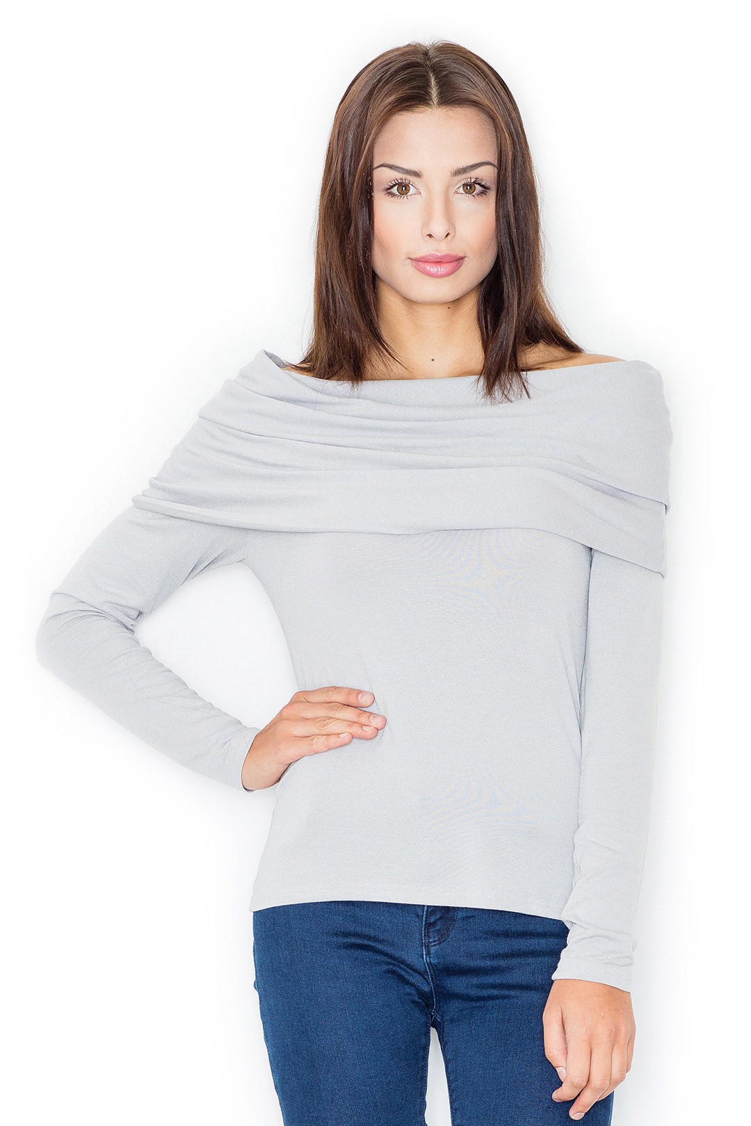 Šedá blúzka s golierom M469 Veľkosť: L