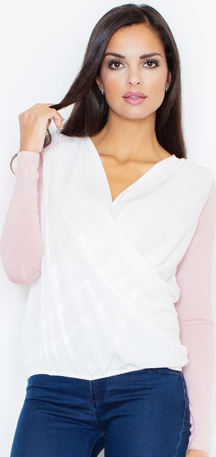 Dámska blúzka s ružovými rukávmi M375 Veľkosť: XL