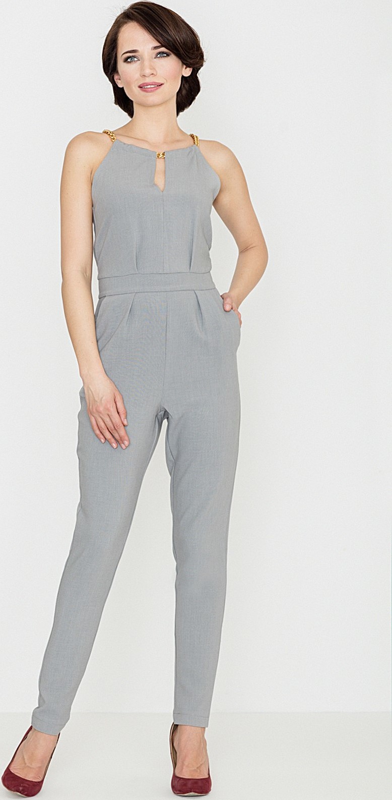 Dámsky elegantný šedý overal K338 Veľkosť: M