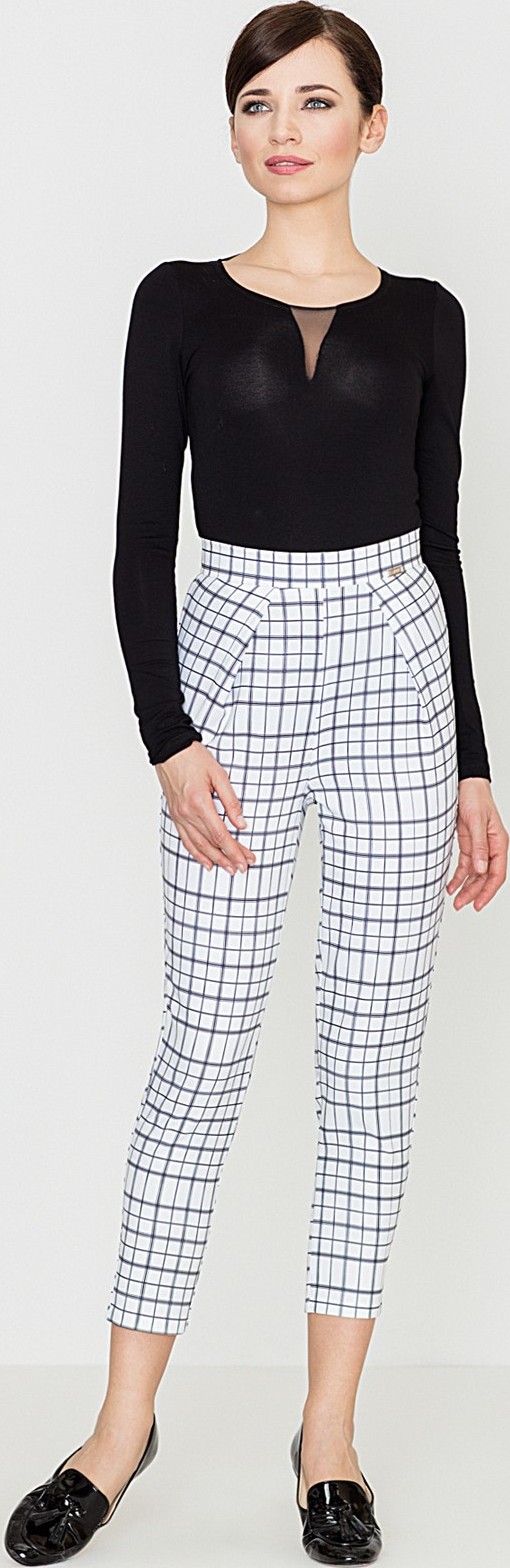 Dámske biele vzorované nohavice K420 Veľkosť: L