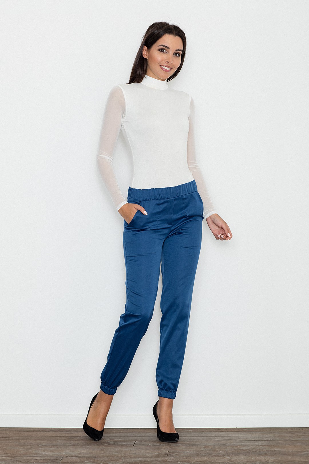 Dámske nebesky modré elegantné nohavice M556NB Veľkosť: L