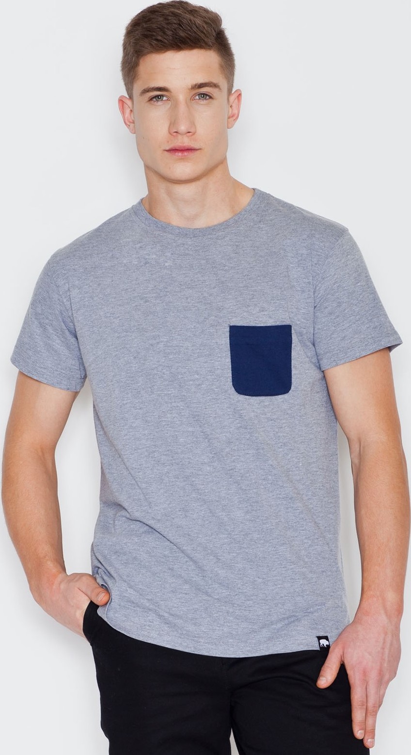 Sivé bavlnené tričko V002 Grey Veľkosť: L