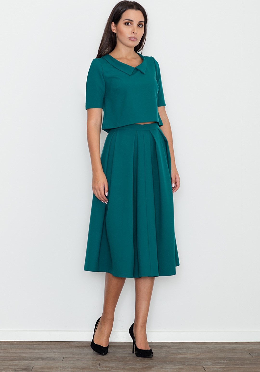 Set crop top + dlhá sukňa M579 Green Veľkosť: S