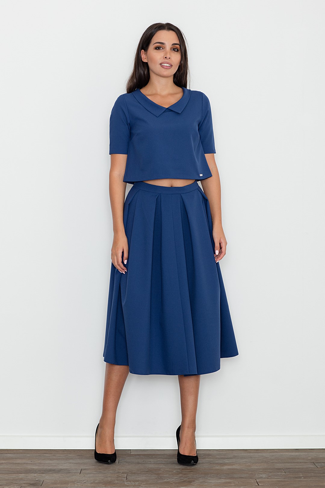 SET CROP TOP + DLHÁ SUKŇA M579 NAVY Veľkosť: S