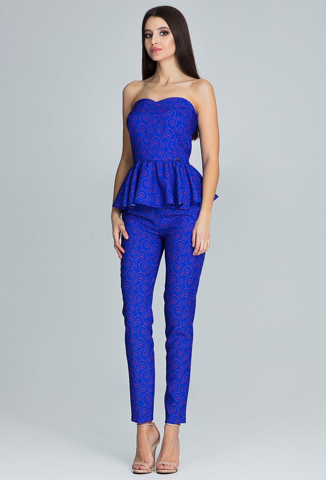 Dámsky set peplum top + nohavice M606 Pattern 85 Veľkosť: S