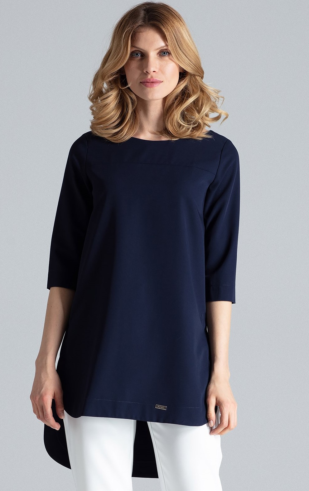 Asymetrická tunika s rozparkom M423 Navy Veľkosť: S