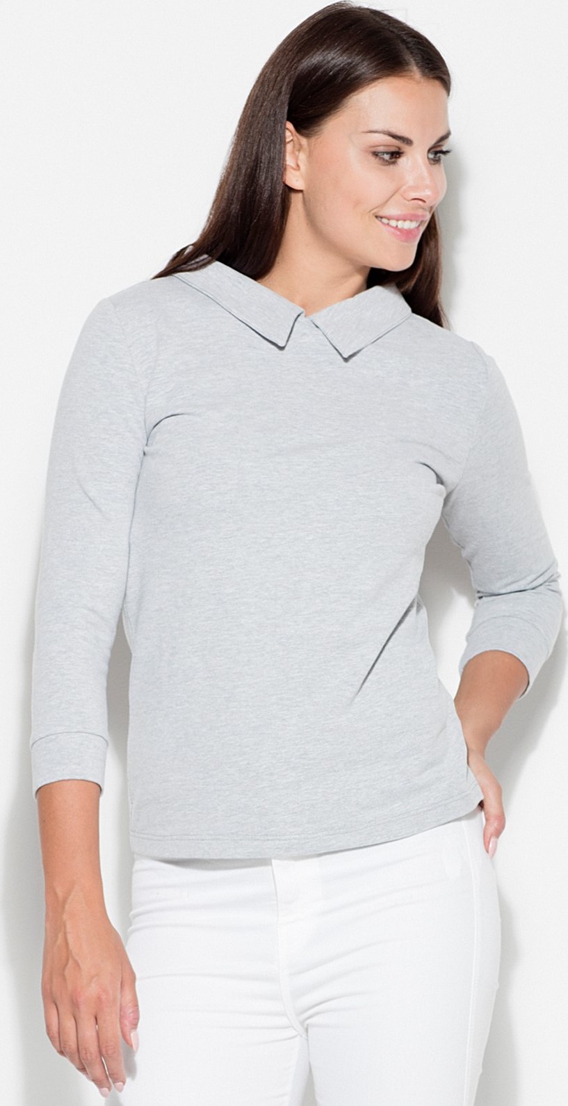 Sivá blúzka s golierom K253 Grey Veľkosť: S