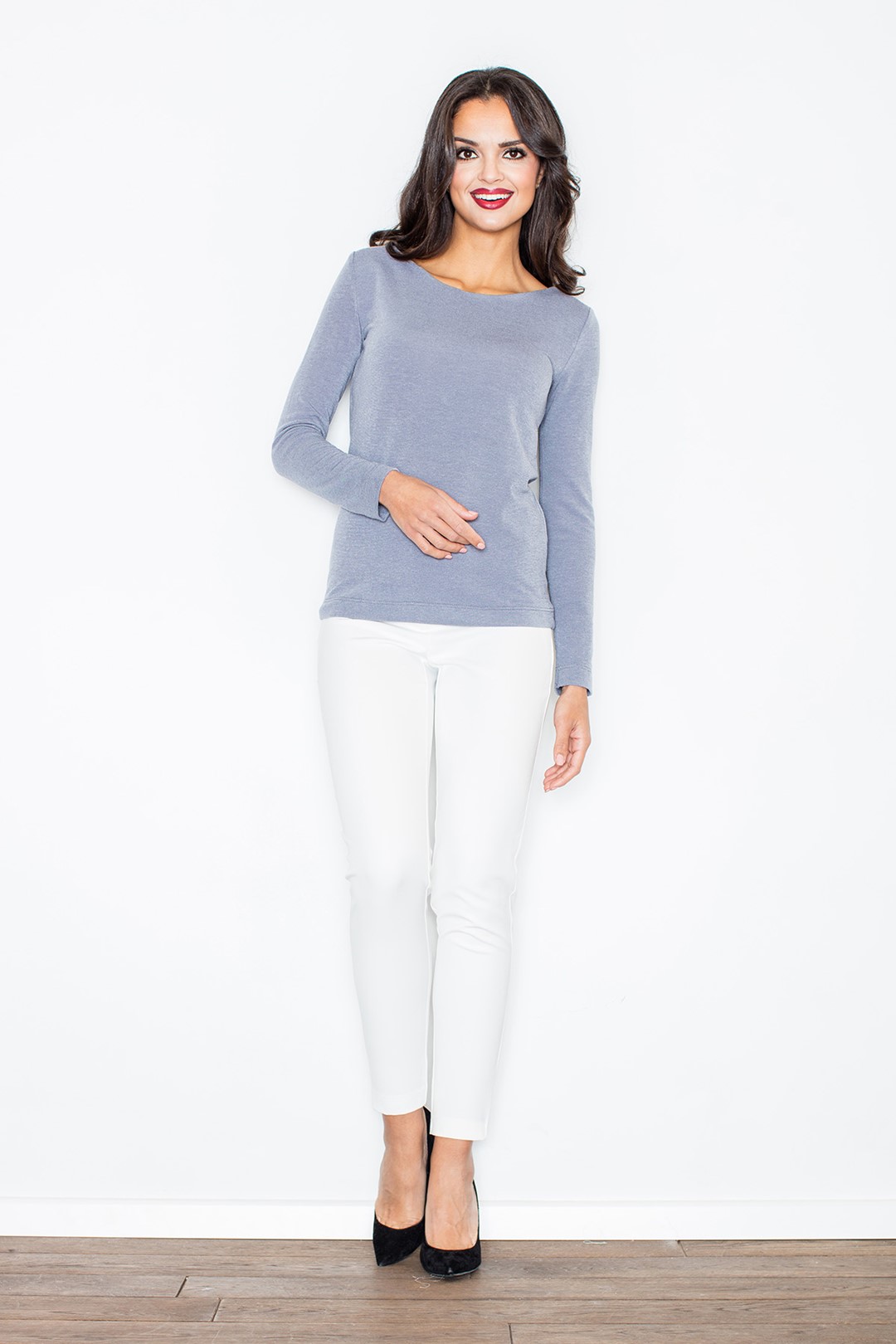 Blúzka s mašľou na chrbte M244 Grey Veľkosť: XL