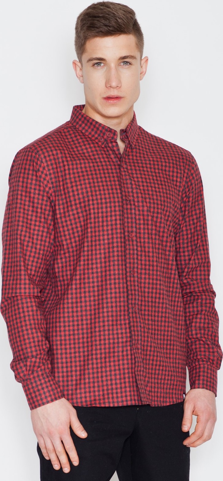 Čierno-červená košeľa V010 Black-red Veľkosť: L