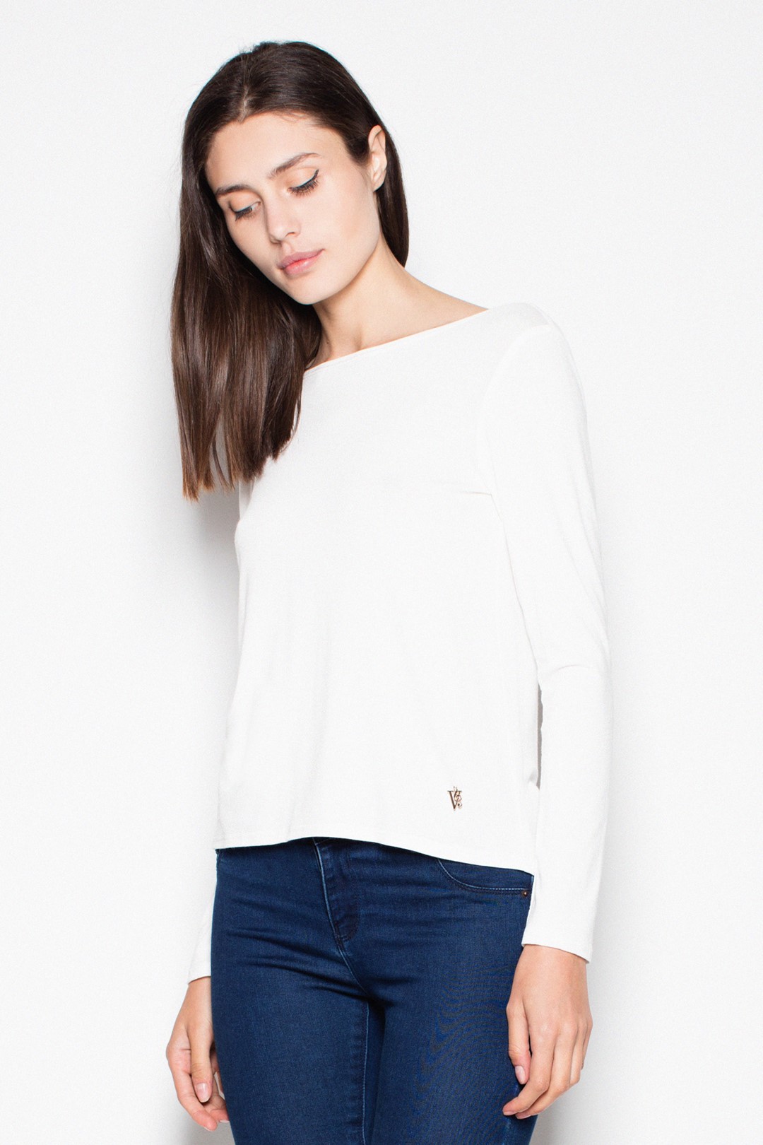 Smotanová blúzka s hlbokým výstrihom na chrbte VT010 Ecru Veľkosť: L