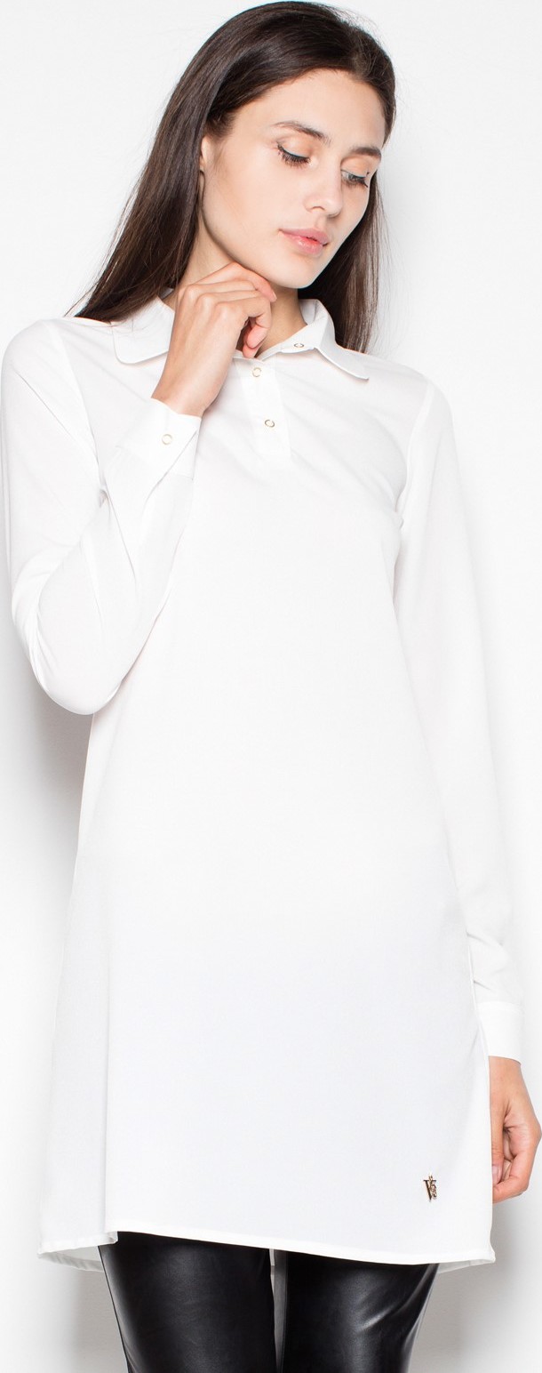 Tenká smotanová tunika s golierom VT054 Ecru Veľkosť: S