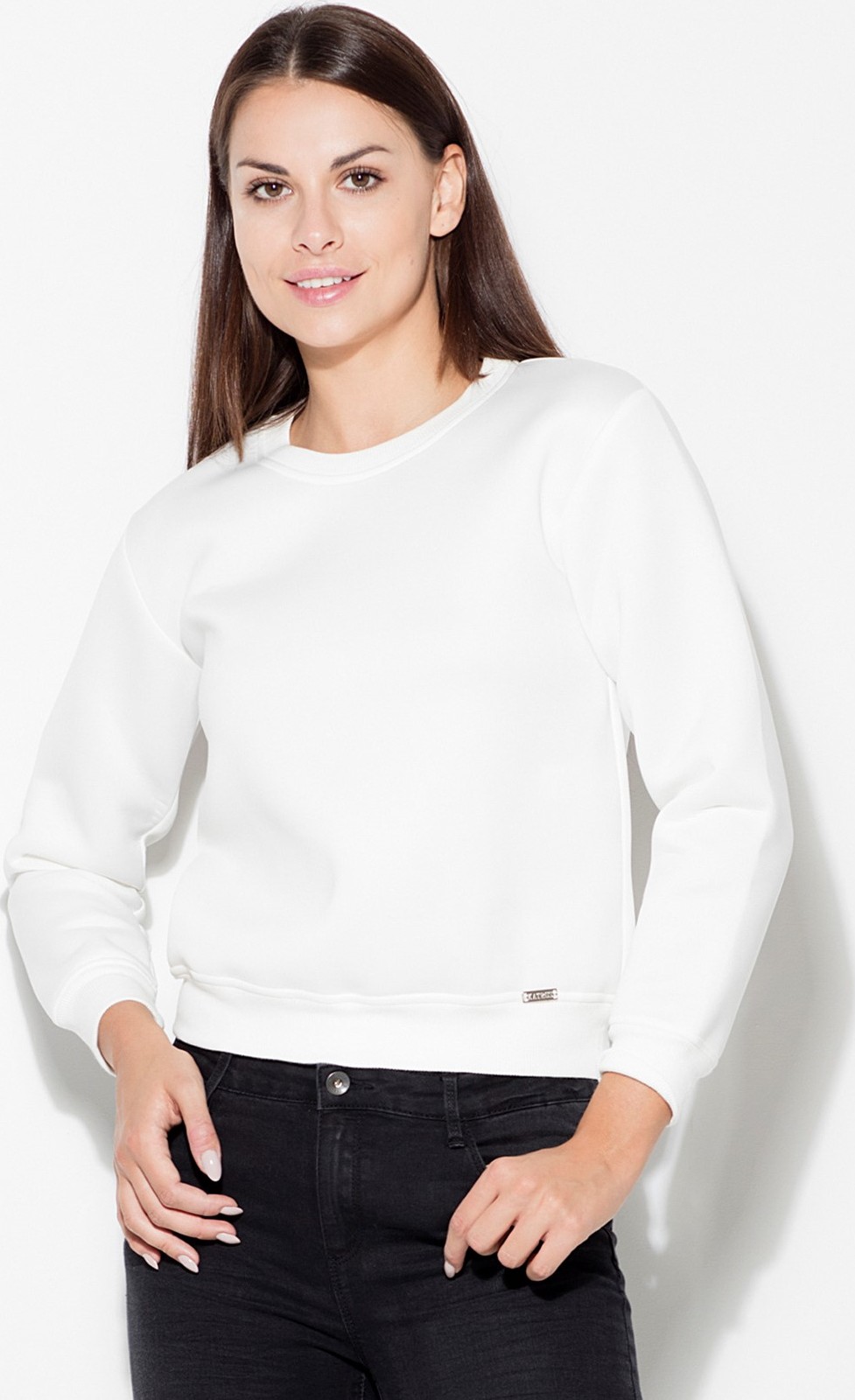 Basic smotanová hoodie mikina K282 Ecru Veľkosť: L