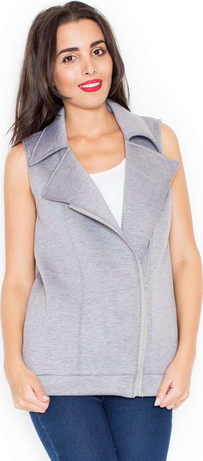 Vesta s asymetrickým zipsom K319 Grey Veľkosť: XL