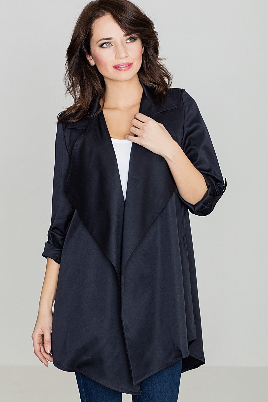 Ľahký kabátik bez zapínania K331 Navy Veľkosť: M