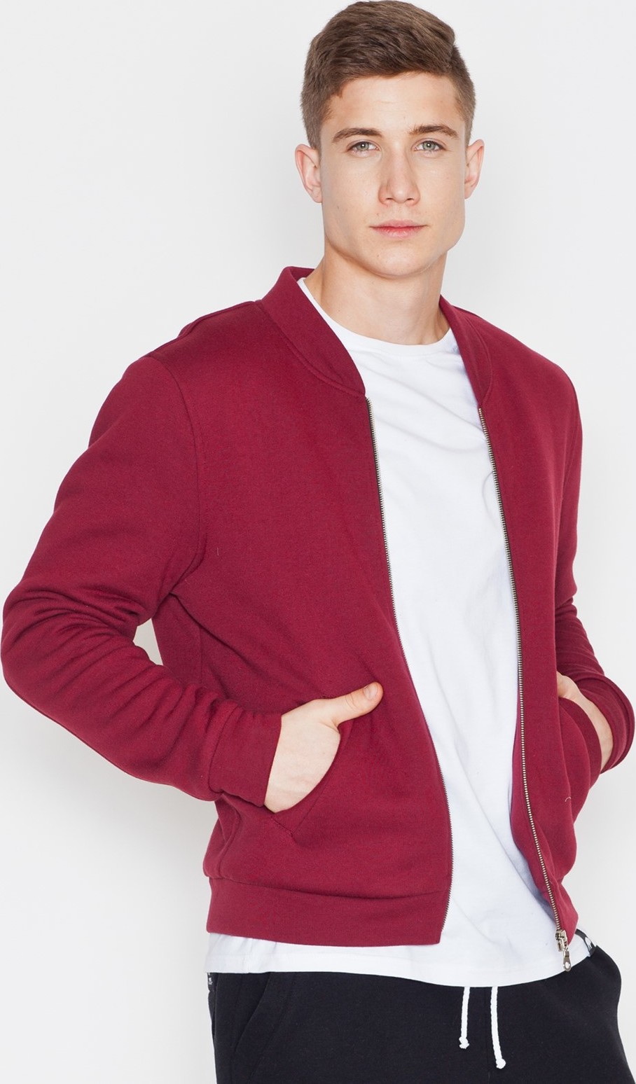 Vínová bavlnená mikina V004 Deep red Veľkosť: M