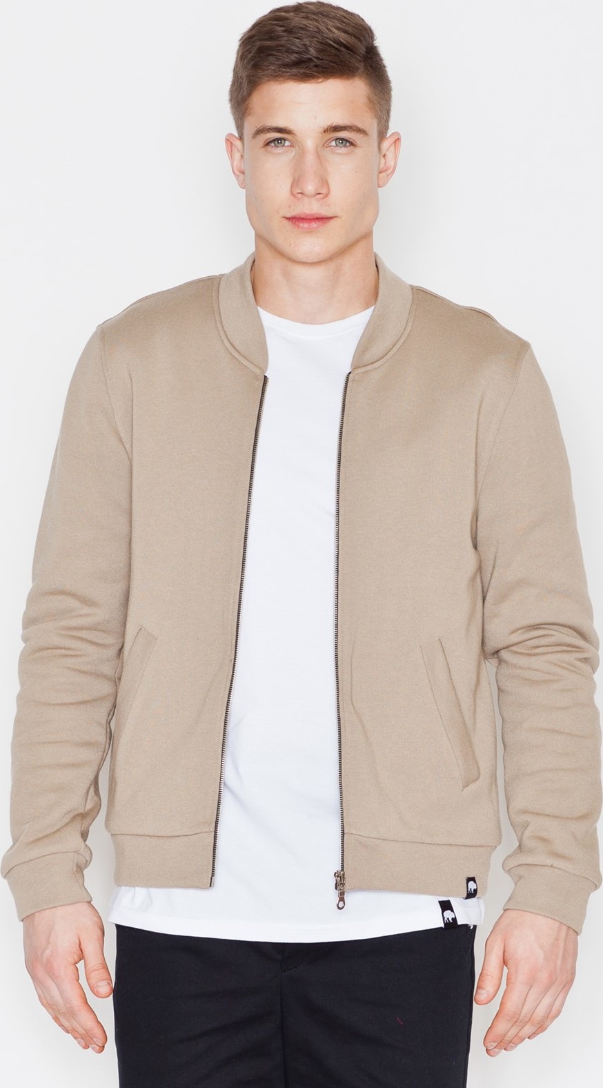 Béžová bavlnená mikina V004 Beige Veľkosť: M