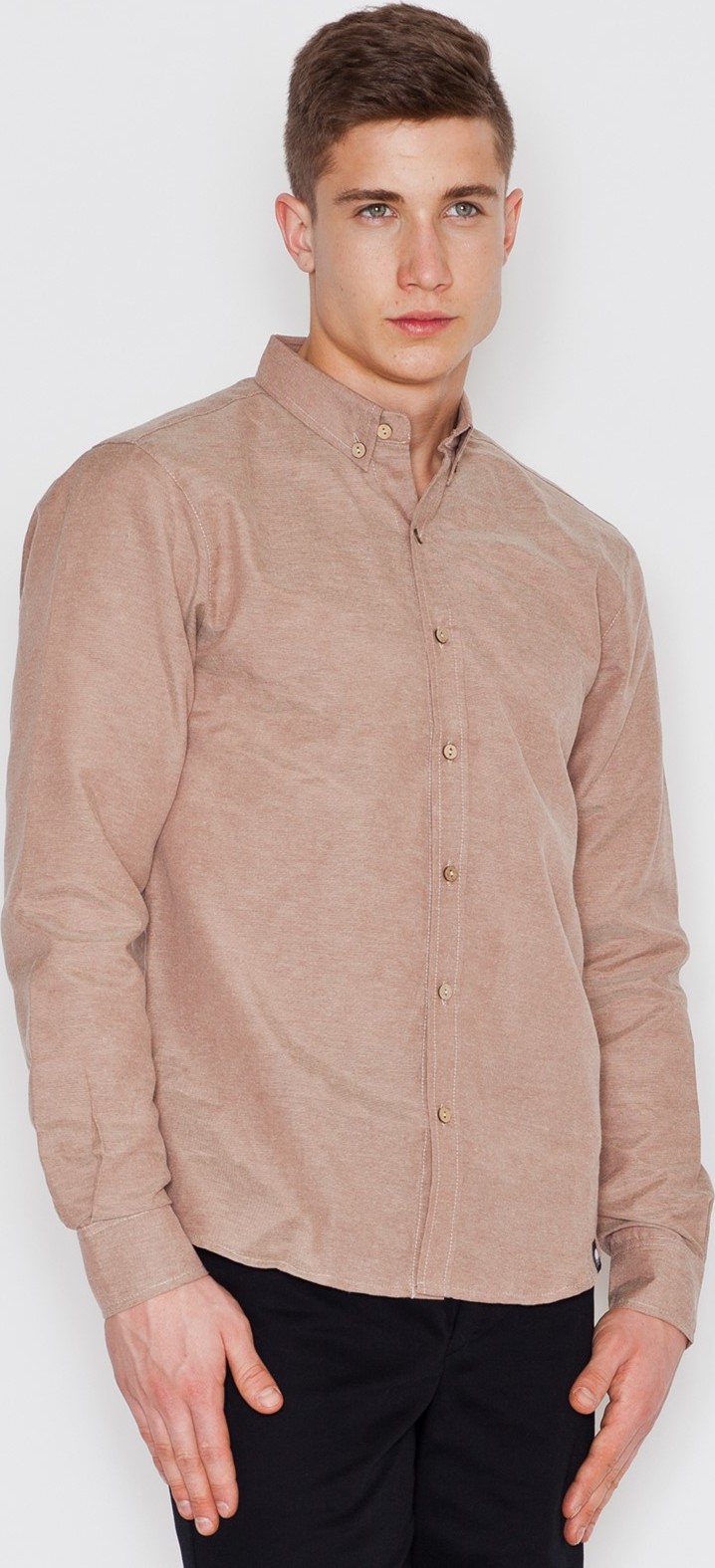 Béžová košeľa V019 Beige Veľkosť: S