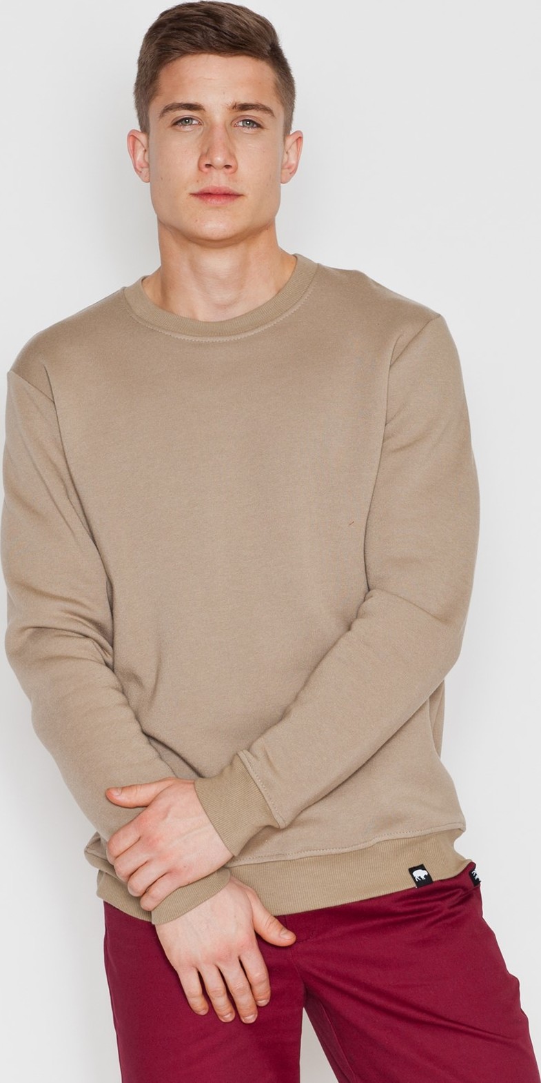 Béžová bavlnená mikina V005 Beige Veľkosť: S